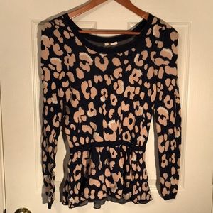Anthropologie Moth leopard print peplum sweater S